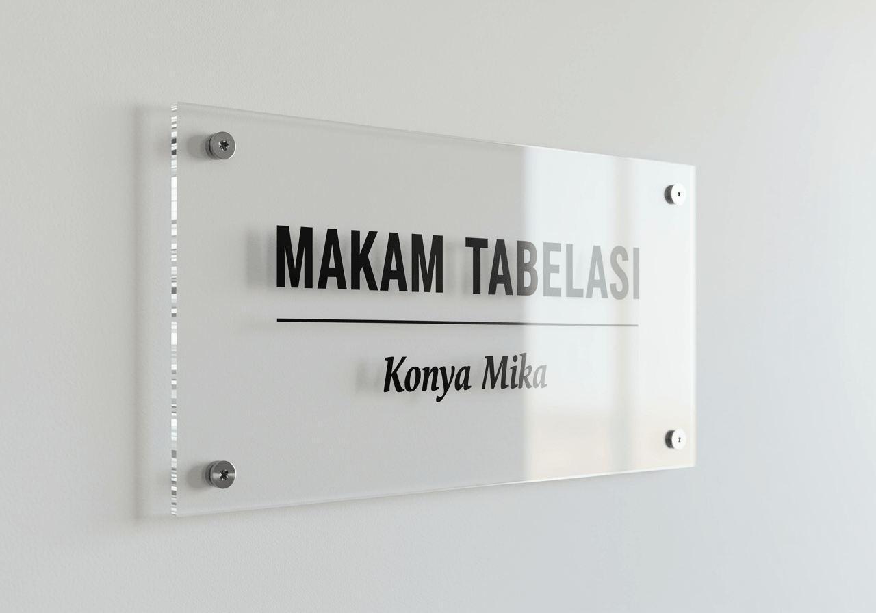 Makam Tabelası | Konya Pleksi ve Mika Ürünleri | Pleksiglas, Endüstriyel Etiket, Mühendislik Plastikleri, Kesim & Baskı Hizmetleri | Konya Mika Pleksiglas Çözümleri Pleksigalass, Teşhir Ekipmanları, Pleksi Standlar, Display Ürünler, Yönlendirme Ürünler, Makina Kapakları, Hobi-Özel Tasarım Ürünler, Polikarbon, Endüstriyel Etiket, Pleksi (Mika) Endüstriyel Etiket, Pcv (Lexsan Pp) Endüstriyel Etiket, Aluminyum Endüstriyel Etiket, Lazer Markalama Endüstriyel Etiket, Sticker Endüstriyel Etiket, Mühendislik Plastikleri, Fiber, Polyamid, Polietilen, Teflon, Kesim ve Baskı Hizmetleri, Solvent Baskı, Uv Baskı, Lazer Kesim, Cnc Router